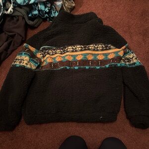 SHEIN Black and Multicolor Patterned Jacket